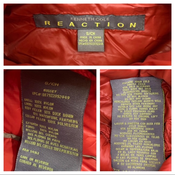 Kenneth Cole Reaction Russet Orange Down Filled Jacket Puffer Coat Fall Winter - Picture 14 of 16